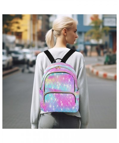 Backpack Purse for Women Mermaid Scales, Mini Fashion Backpack Glitter Galaxy Lightweight Casual Daypack Shoulder Bag Travel ...