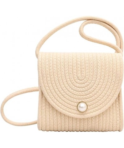 Hand-Woven Handbags Female Satchel Messenger Bag Fashion Shoulder Crossbody Bag Cotton Casual Hobo Phone Wallet Beige $13.49 ...