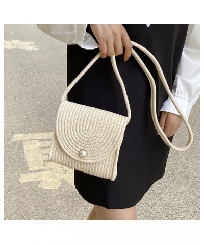 Hand-Woven Handbags Female Satchel Messenger Bag Fashion Shoulder Crossbody Bag Cotton Casual Hobo Phone Wallet Beige $13.49 ...