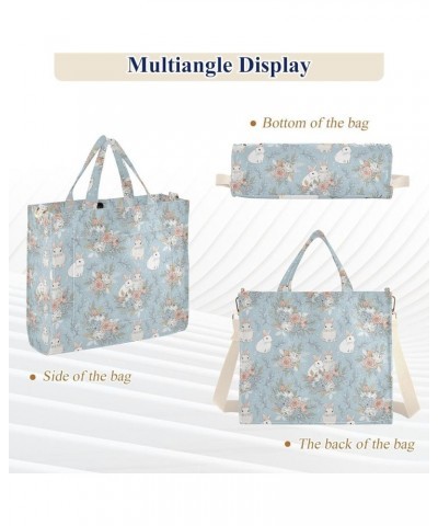 Flowers Rabbits Tote Bag for Women Travel Tote Handbag Corduroy Crossbody Bag Satchel Purses for Vacation Beach Trip Multi $1...