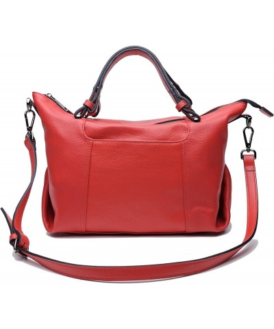 Womens Top-Handle Bags Cowhide Genuine Leather Crossbody Red $30.80 Crossbody Bags