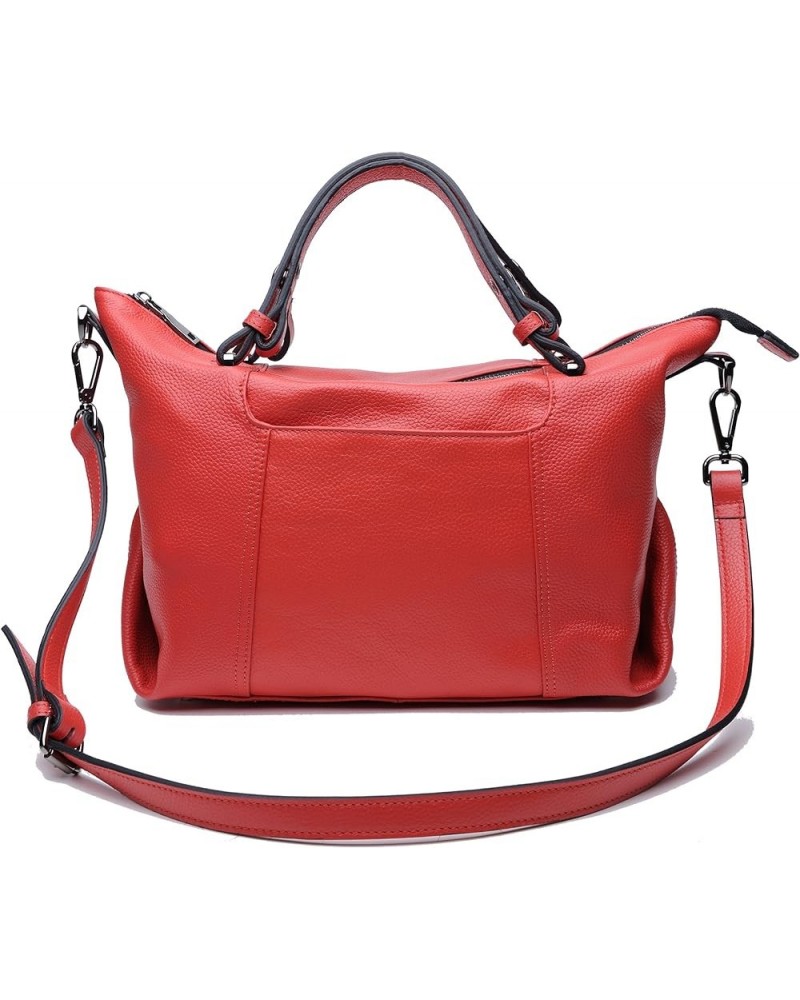 Womens Top-Handle Bags Cowhide Genuine Leather Crossbody Red $30.80 Crossbody Bags