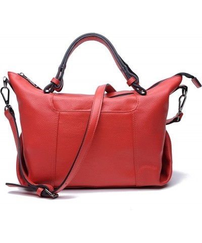 Womens Top-Handle Bags Cowhide Genuine Leather Crossbody Red $30.80 Crossbody Bags