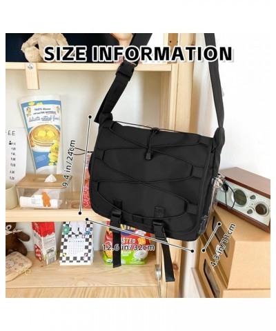 ITA Crossbody Bag with Cute Plush Accessory Dual-Wear Options Tie Detail & PVC Layer Kawaii Japanese Bag for Women Black $16....