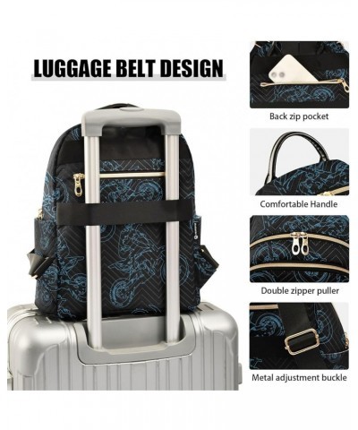 Women Backpack Motocross Grunge Black Blue Anti-Theft Travel Backpack with Luggage Belt Lightweight Handbag Lady Purse Roomy ...