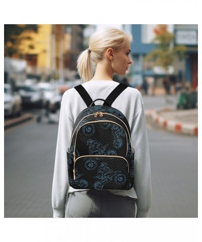 Women Backpack Motocross Grunge Black Blue Anti-Theft Travel Backpack with Luggage Belt Lightweight Handbag Lady Purse Roomy ...