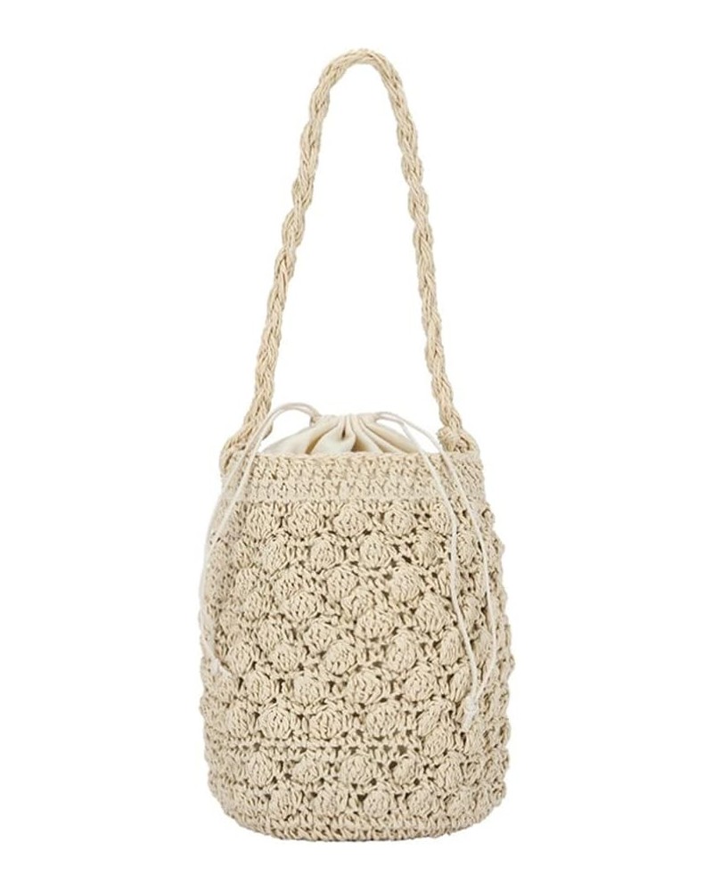 Beach Shoulder Woven Shoulder Bag Single- shoulder Bag for Women Girl Beige $12.83 Shoulder Bags