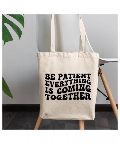 Be Patient Everything Is Coming Together, Motivational Quote, Groovy Retro Wavy Text Merch Gift, 12oz Canvas Tote Bag $13.23 ...