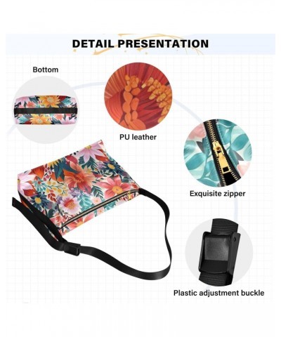 Flowers Floral Red Pink Crossbody Bag for Women Men with Adjustable Strap PU Leather Shoulder Hobo Purse Bag 20851455 $13.20 ...