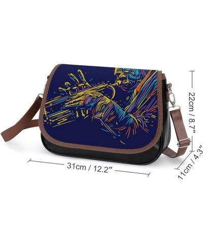 Printed Crossbody Bag Shoulder Bag PU Leather Women's Designer Satchels Motocross 65 Color10 $22.00 Hobo Bags