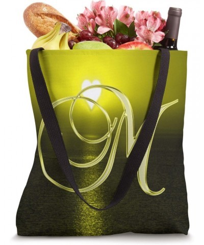 M Yellow Heart Beach Ocean Lake Sun Moon Initial Letter Name Tote Bag $12.24 Totes