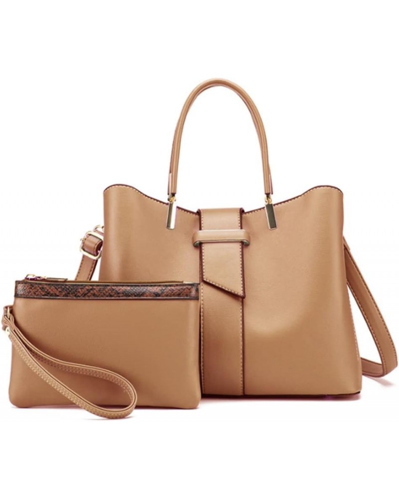 Women's Fashion Handbag PU Leather Shoulder Crossbody Bag Purse 2pcs Brown $18.47 Shoulder Bags