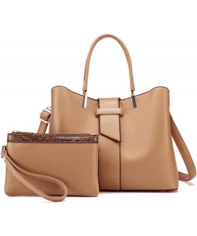 Women's Fashion Handbag PU Leather Shoulder Crossbody Bag Purse 2pcs Brown $18.47 Shoulder Bags