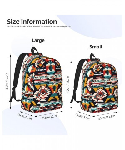 Native American Pattern Print Casual Double Shoulder Daypack,Anti-Theft Travel Canvas Backpack For Men And Women Black Small ...