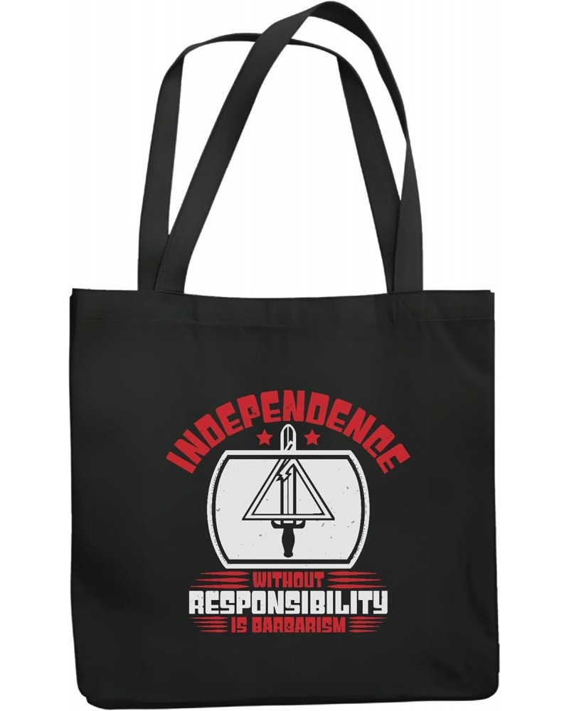 Gift for Independent People Independence Day Message Without Responsibility Is Barbarism 78 Navy Black Multicolor Canvas Tote...