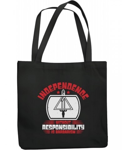 Gift for Independent People Independence Day Message Without Responsibility Is Barbarism 78 Navy Black Multicolor Canvas Tote...