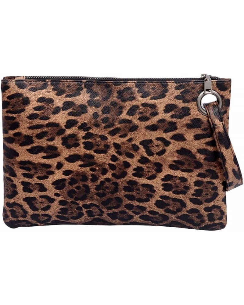 Leopard Handbag Wallet Purse Clutch Small Handbag Brown Leopard Grain $10.65 Clutches