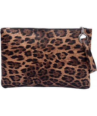 Leopard Handbag Wallet Purse Clutch Small Handbag Brown Leopard Grain $10.65 Clutches