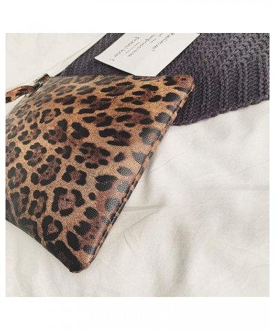 Leopard Handbag Wallet Purse Clutch Small Handbag Brown Leopard Grain $10.65 Clutches