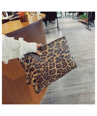 Leopard Handbag Wallet Purse Clutch Small Handbag Brown Leopard Grain $10.65 Clutches