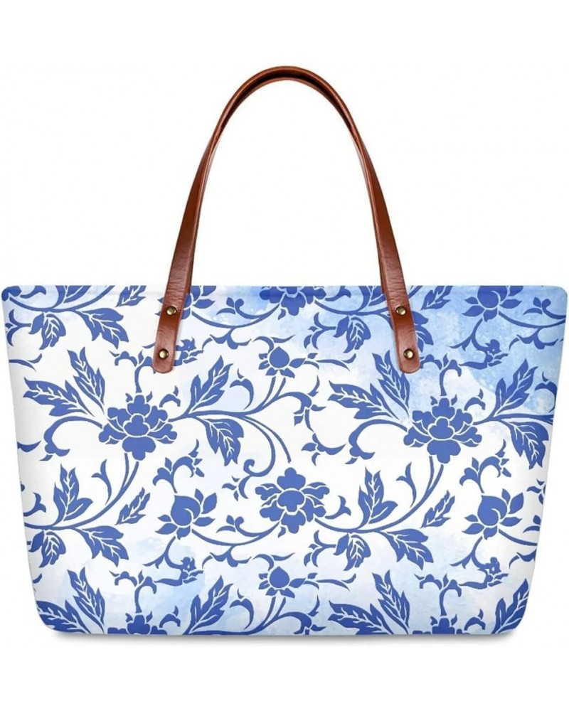 Tote Bags for Women Art Tote Satchel Handbags For Gym School Travel Boho Flower Print $19.32 Totes