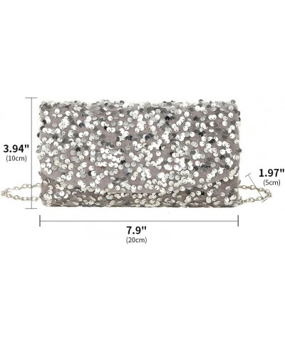 Beaded Sequins Money Purse Bling Purses Sequin Purse Evening Clutch Crossbody Shoulder Handbag for Party Prom Wedding Silver ...