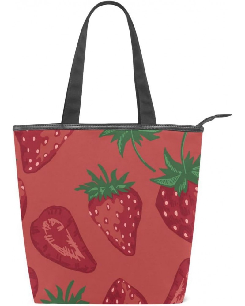 Sliced Strawberries The Tote Bag for Women Big Capacity Women's Shoulder Handbags Canvas Shopping Dating Bag $11.72 Totes