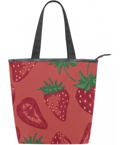 Sliced Strawberries The Tote Bag for Women Big Capacity Women's Shoulder Handbags Canvas Shopping Dating Bag $11.72 Totes