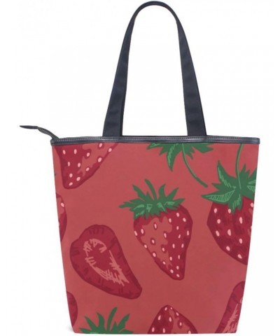 Sliced Strawberries The Tote Bag for Women Big Capacity Women's Shoulder Handbags Canvas Shopping Dating Bag $11.72 Totes