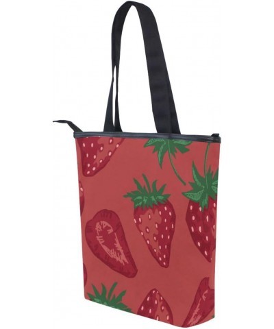 Sliced Strawberries The Tote Bag for Women Big Capacity Women's Shoulder Handbags Canvas Shopping Dating Bag $11.72 Totes