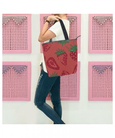 Sliced Strawberries The Tote Bag for Women Big Capacity Women's Shoulder Handbags Canvas Shopping Dating Bag $11.72 Totes