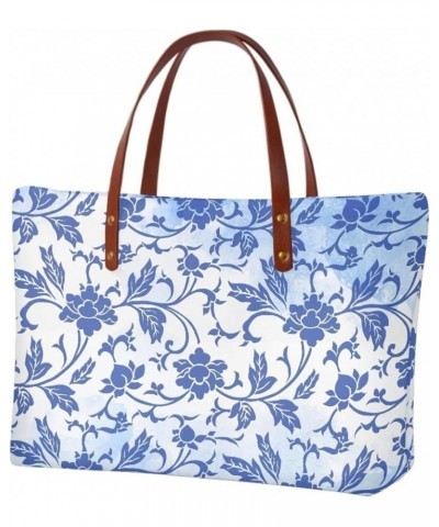 Tote Bags for Women Art Tote Satchel Handbags For Gym School Travel Boho Flower Print $19.32 Totes