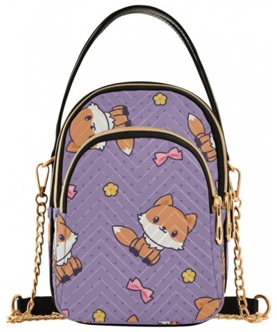 Kawaii Foxes Crossbody Bag for Women Cell Phone Purse Wallet with Removable Chain Shoulder Handbag for Work Passport Phone Tr...