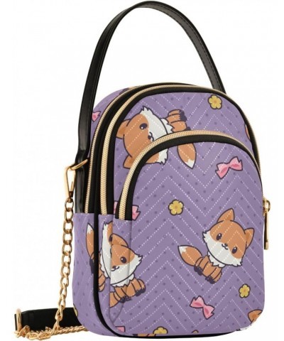 Kawaii Foxes Crossbody Bag for Women Cell Phone Purse Wallet with Removable Chain Shoulder Handbag for Work Passport Phone Tr...