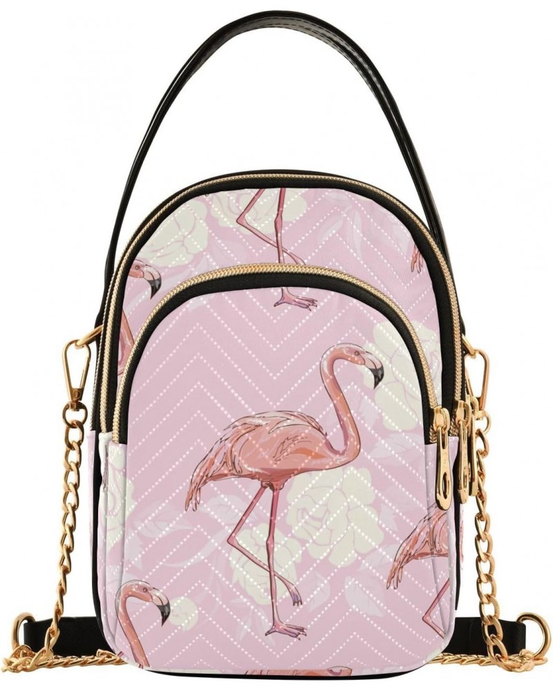 Flamingo Crossbody Bag for Women Cell Phone Purse Wallet with Removable Chain Shoulder Handbag for Work Passport Phone Travel...