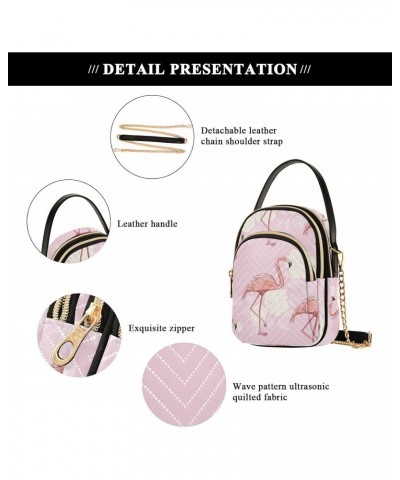 Flamingo Crossbody Bag for Women Cell Phone Purse Wallet with Removable Chain Shoulder Handbag for Work Passport Phone Travel...