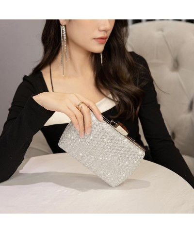 Women's Evening Bag Silver Shining Clutch Purse Removable Chain Shoulder strap Crossbody Bag for Women $15.32 Evening Bags