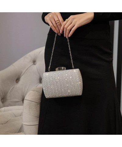 Women's Evening Bag Silver Shining Clutch Purse Removable Chain Shoulder strap Crossbody Bag for Women $15.32 Evening Bags