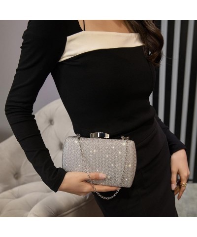 Women's Evening Bag Silver Shining Clutch Purse Removable Chain Shoulder strap Crossbody Bag for Women $15.32 Evening Bags