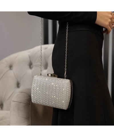 Women's Evening Bag Silver Shining Clutch Purse Removable Chain Shoulder strap Crossbody Bag for Women $15.32 Evening Bags