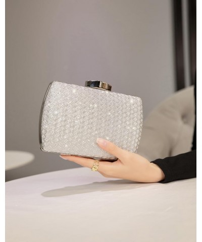 Women's Evening Bag Silver Shining Clutch Purse Removable Chain Shoulder strap Crossbody Bag for Women $15.32 Evening Bags