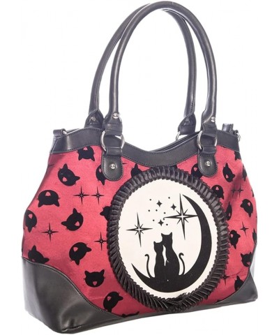 Women's Purse Handbag Shoulder Bag | Gothic Dark Goth Victorian Burgundy Cats Lunar Sisters $31.80 Shoulder Bags