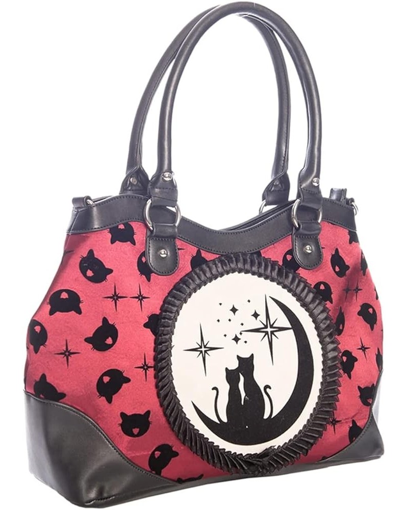 Women's Purse Handbag Shoulder Bag | Gothic Dark Goth Victorian Burgundy Cats Lunar Sisters $31.80 Shoulder Bags