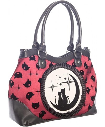 Women's Purse Handbag Shoulder Bag | Gothic Dark Goth Victorian Burgundy Cats Lunar Sisters $31.80 Shoulder Bags