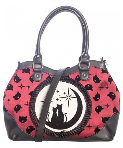 Women's Purse Handbag Shoulder Bag | Gothic Dark Goth Victorian Burgundy Cats Lunar Sisters $31.80 Shoulder Bags