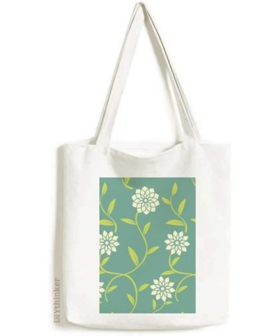 Green White Flowers Decorative Pattern Tote Canvas Bag Shopping Satchel Casual Handbag $12.71 Totes