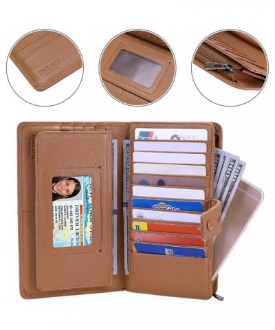 Womens Wallet,Large Capacity RFID Blocking Leather Wallets Credit Cards Organizer Ladies Wallet with Checkbook Holder Light B...