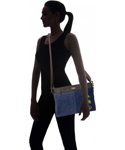 Denim Convertible Stripe Work Tote in Navy Blue (Coin Purse_ Daisy) $22.20 Totes