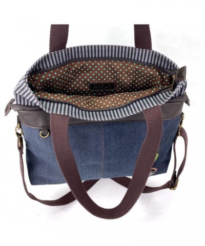 Denim Convertible Stripe Work Tote in Navy Blue (Coin Purse_ Daisy) $22.20 Totes