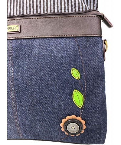 Denim Convertible Stripe Work Tote in Navy Blue (Coin Purse_ Daisy) $22.20 Totes